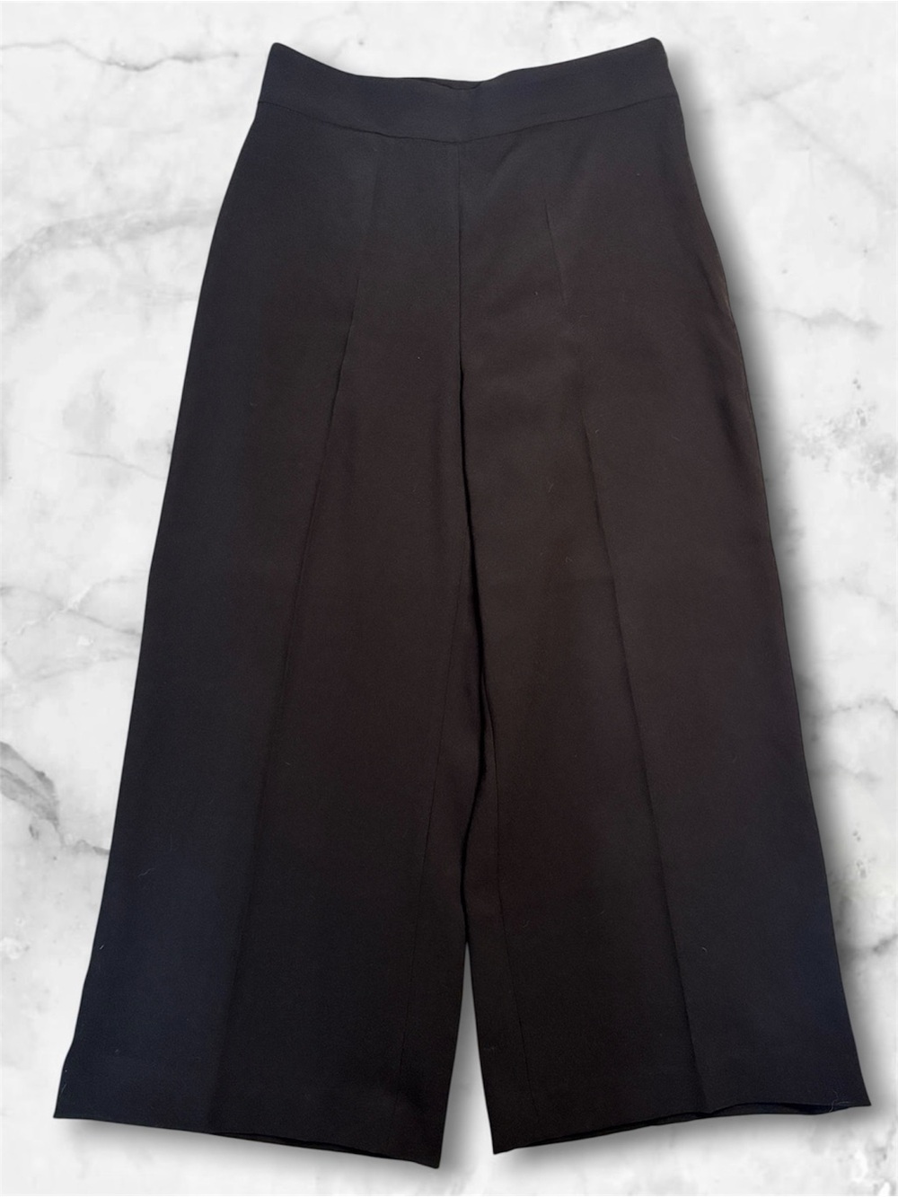 Zara Women's Black Wide-Leg Cropped Dress Pants sz L